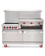 American Range AR-4B-12RG 36" Heavy Duty Gas Range with 4 Burners & 12" Raised Griddle - 183,000 BTU