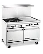 American Range AR-4B-24RG 48" Heavy Duty Gas Range with 4 Burners & 24" Raised Griddle - 222,000 BTU