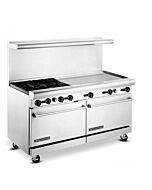 American Range AR-4B-36RG 60" Heavy Duty Gas Range with 4 Burners and 36" Raised Griddle - 258,000 BTU
