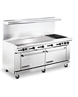 American Range AR-60G-2B 72" Heavy Duty Gas Range with 60" Griddle - 234,000 BTU