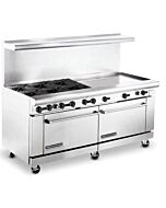 American Range AR-6B-36RG 72" Heavy Duty Gas Range with 6 Burners & 36" Raised Griddle - 322,000 BTU