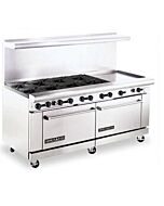 American Range AR-8B-24RG 72" Heavy Duty Gas Range with 8 Burners & 24" Raised Griddle - 366,000 BTU