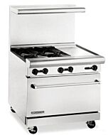 American Range ARW36-4B-12RG 36" Heavy Duty Gas Range 32" Oven with 4 Burners & 12" Raised Griddle