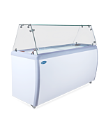 Zanduco 60" 10+8 Tubs Ice Cream Dipping Cabinet / Freezer with Flat Sneeze Guard - 110V, 4A