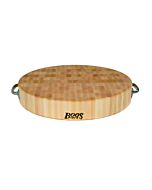 John Boos Wooden Chopping Block 18" Dia x 3" with Handles  CCB183-R-H