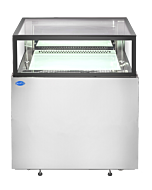 Zanduco 36" Flat Top Stainless Steel Refrigerated Display Case with 272L Capacity - 110V, 330W