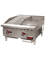 Omcan 24" Countertop Natural Gas Combination Charbroiler and Griddle Combo - 65,000 BTU 