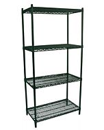Zanduco 24" Depth Heavy Duty Commercial Dark Green Epoxy Shelf Set - Shelves & Posts with Levelers - NSF