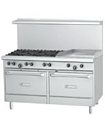 Garland G60-6G24RR G Series 60" Gas Range with 24" Raised Griddle, 6 Burners and 2 Ovens - 310,000 BTU