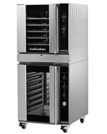Turbofan G32D5/P8M Full Size Sheet Pan Digital/Gas Convection Oven Double Stacked on an 8-Tray Manual/Electric Proofer/Holding Cabinet