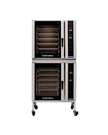 Turbofan E35D6-26/2C 35" Two Full Size Digital/Electric Convection Ovens Double Stacked on a Stainless Steel Base Stand with Castors
