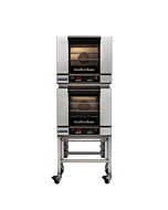  Turbofan E23D3/2C  24" Half Size Digital Electric Convection Ovens Double Stacked on a Stainless Steel Base Stand