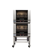 Turbofan E28D4/2C 32" Full Size Digital Electric Convection Ovens Double Stacked on a Stainless Steel Base Stand