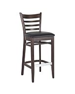 Unichairs Jax Bar Stool Fixed Chair Brown Chair Frame with Black Seat 43.5"H