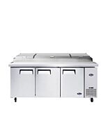 Atosa MPF8203GR 93" 3 Door Refrigerated Pizza Prep Table - 12 Pan