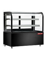 New Air NDC-48-CG 48" Curved Glass Floor Refrigerated Display Case with 370L Capacity - 120V, 420W