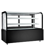 New Air NDC-60-CG 60" Curved Glass Floor Refrigerated Display Case with 470L Capacity - 120V, 440W