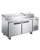 New Air NPT-070-PI 70" Refrigerated Solid 2-Door Pizza Prep Table with 498L Capacity - 115V, 310W