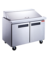 New Air NPT-048-MSA 48" Refrigerated Solid 2-Doors Mega Top Salad/Sandwich Prep Table with 325.5L Capacity - 115V, 280W