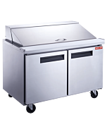 New Air NPT-060-MSA 60" Refrigerated Solid 2-Doors Mega Top Salad/Sandwich Prep Table with 405L Capacity - 115V, 280W