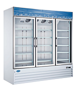 Zanduco 80" 3-Door Swing Glass Door White Reach-In Merchandiser Freezer with 1650L Capacity - 110-120V - CA