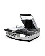 Eurodib SAP020PR Double Professional Manual Panini Grill Black Top Ribbed Bottom Smooth 3300W - 240V