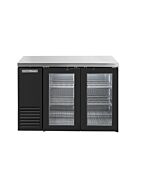 True TBB24-48-2G-Z1-SFT-B-1 48" Back Bar Refrigerator Two Swinging Glass Doors- Black 