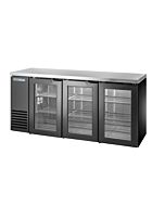 True TBB24-72-3G-Z1-SFT-B-1 72" Back Bar Refrigerator Three Swinging Glass Doors- Black