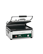 Waring WDG250 Dual Panini Grill, Ribbed Top Plate, Flat Bottom Plate, 14.5" x 11", 120V/1800W