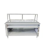 Zanduco 72" Electric Single Tank Steam Table with 5 Full-Size Pan and Sneeze Guard -208V, 4kW