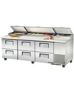 True TPP-AT2-93D-6-HC 93" Six Drawer Refrigerated Pizza Prep Table