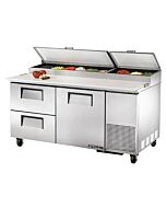 True TPP-AT-67D-2-HC 67" Pizza Prep Table with One Door/Two Drawers