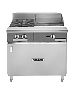 Vulcan V2BG18B V Series 36" 2 Burner Gas Range with 18" Manual Griddle, Cabinet Base, and 100,000 BTU - Natural Gas/Liquid Propane