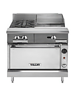 Vulcan V2BG18C V Series 36" 2 Burner Gas Range with 18" Manual Griddle, Convection Oven, and 132,000 BTU - Natural Gas/Liquid Propane