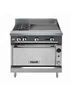 Vulcan V2BG24B V Series 36" 2 Burner Gas Range with 24" Manual Griddle, Cabinet Base, and 130,000 BTU - Natural Gas/Liquid Propane
