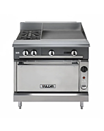 Vulcan V2BG24C V Series 36" 2 Burner Gas Range with 24" Manual Griddle, Convection Oven, and 162,000 BTU - Natural Gas/Liquid Propane