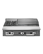 Vulcan V2BG4T V Series 36" 2 Burner Modular Gas Range with 24" Thermostatic Griddle and 130,000 BTU - Natural Gas/Liquid Propane