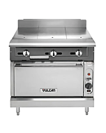Vulcan V336HC V Series 36" 3 Hot Tops Gas Range with Convection Oven and 122,000 BTU - Natural Gas/Liquid Propane
