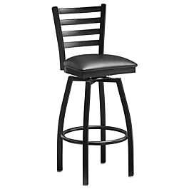 Product image for Omcan 47161 Metal Frame Ladder Back Bar Stool Swivel Chair with Black Vinyl Seat