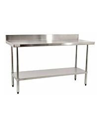 Zanduco Stainless Steel Worktable 30" X 84" with 5" Backsplash and Undershelf - Heavy-Duty