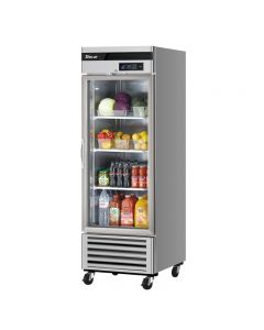 Turbo Air TSR-23GSD-N6 Super Deluxe 27" Bottom Mounted Glass Door Reach-In Refrigerator with LED Lighting
