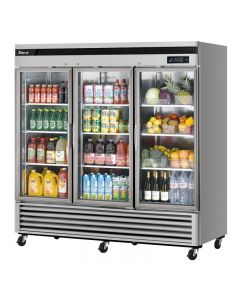 Turbo Air TSR-72GSD-N Super Deluxe 82" Glass Three Door Reach In Refrigerator