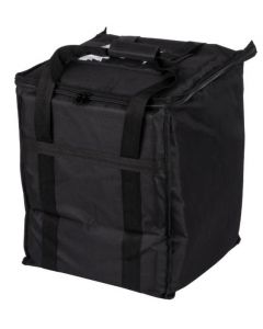 Choice Insulated Food Delivery Bag, Black Nylon, 13" x 13" x 15 1/2" - Holds (6) 2 1/2" Deep 1/2 Size Pans or (18) 2 Qt. Container