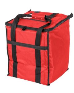 Choice Insulated Food Delivery Bag, Red Nylon, 13" x 13" x 15 1/2" - Holds (6) 2 1/2" Deep 1/2 Size Pans or (18) 2 Qt. Container