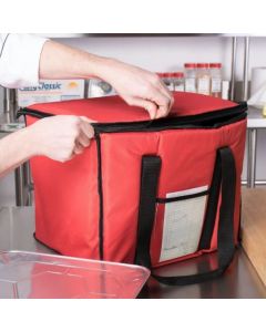 Choice Insulated Delivery Bag, Soft-Sided Sandwich / Take-Out Hot / Cold Delivery Bag, Red Nylon, 15" x 12" x 12"