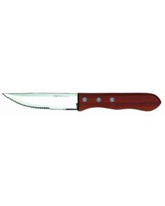 Omcan Table Steak Knife, Wide Blade, Wood Handle (6/Pk)