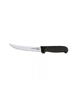 Omcan 6" Curved Boning Knife, Black with Super Fiber Black Handle