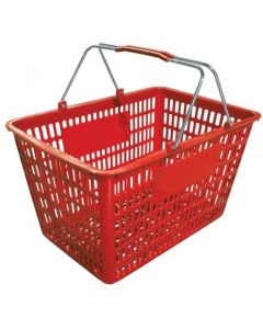 Omcan 18.75" X 11.5" Plastic Grocery Market Shopping Basket - Red