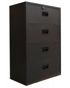 Omcan Black Legal Lateral File Cabinet with Four Drawers - 36"
