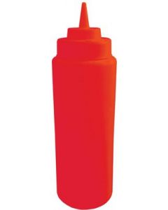 Omcan 16 oz Red Wide Mouth Squeeze Bottle 6/Pack